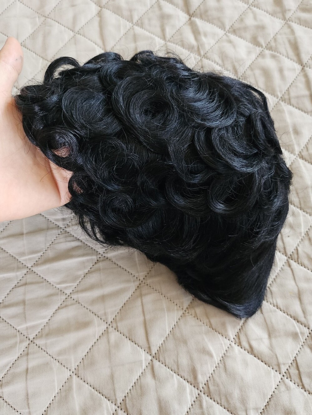 Pixie cut wig, color is natural black curly/wavy top. Synthetic hair. - Picture 7 of 7